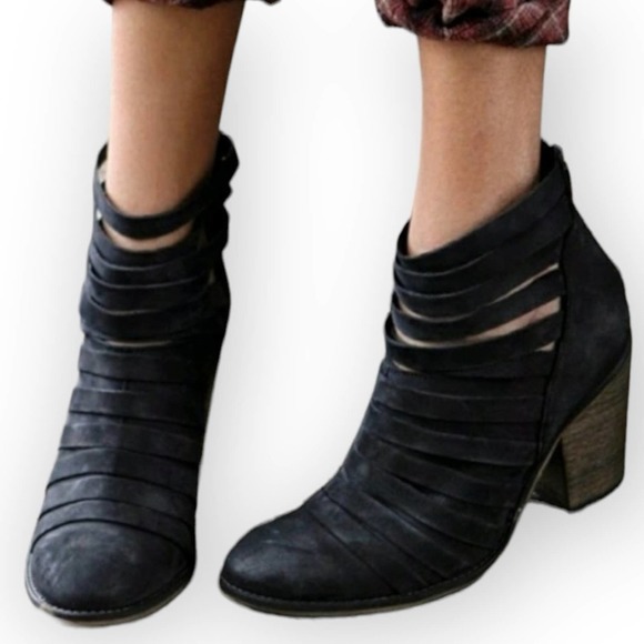 Free People Black Hybrid Strappy Bootie Size eu 41 US  8.5 - Picture 2 of 8